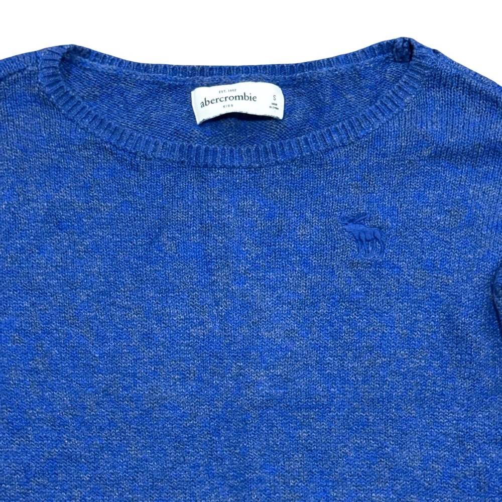 Abercrombie Kids Royal Blue Marl Knit Long Sleeve Pullover Sweater Small Logo